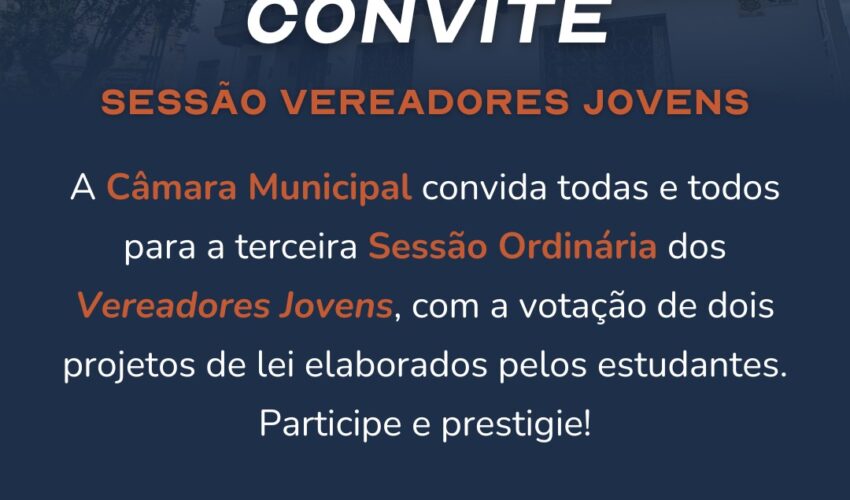 Vereadores Jovens votarão projetos sobre inclusão e saúde do adolescente na próxima sessão ordinária